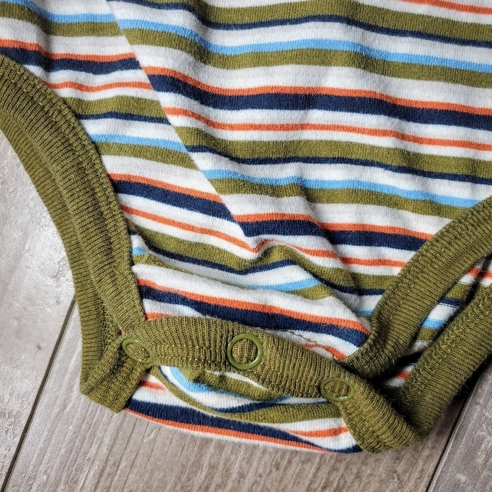 Pooh Baby Toddler Striped Onesie Bodysuit Green Orange Blue Size 24m EUC - Picture 8 of 10